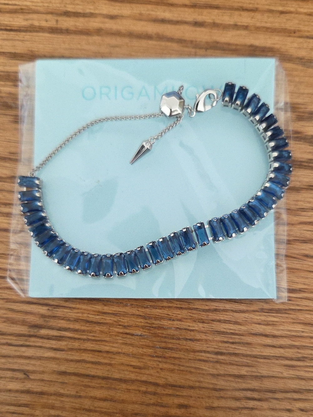 Origami Owl Silver & Montana Baguette Crystal Bolo Bracelet - BR1052